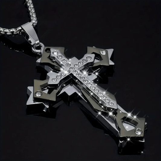 Jordyna & Co. Necklace Mens Zircon Cross Necklace - Perfect Gift For Husband, Dad, or Son