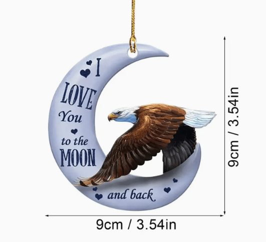 Jordyna & Co. Rear View Mirror Ornament "I Love You To The Moon and Back" Eagle Rearview Mirror Ornament