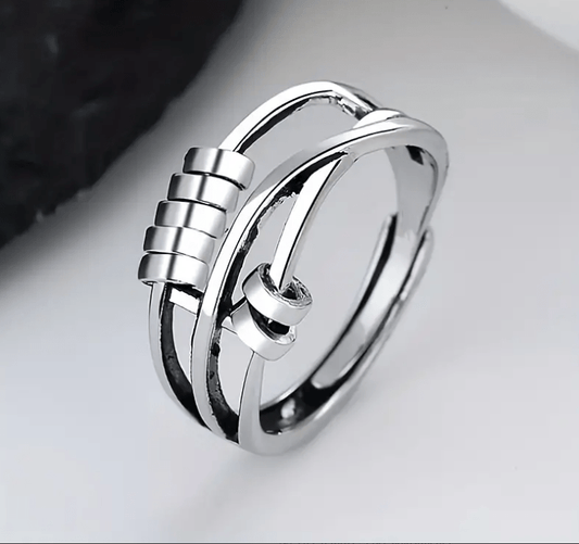 Jordyna & Co. Ring Style #1 Stainless Steel Silver Beads Adjustable Fidget Ring