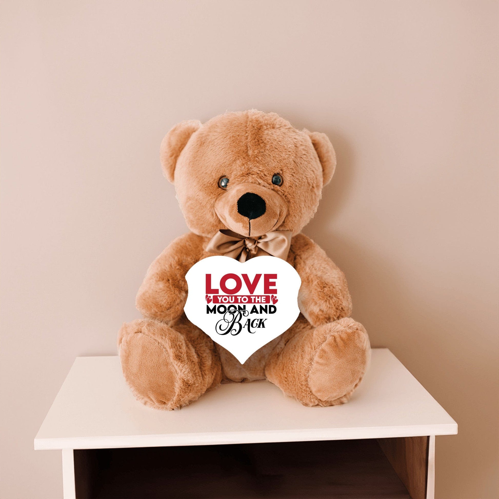 Quadra Marketplace Teddy Bear with Heart Sign 9" Medium "Love You To The Moon And Back" Teddy Bear with Heart Sign - Two Gifts in One! "Love You To The Moon And Back" Teddy Bear with Heart Sign - Two Gifts in One!