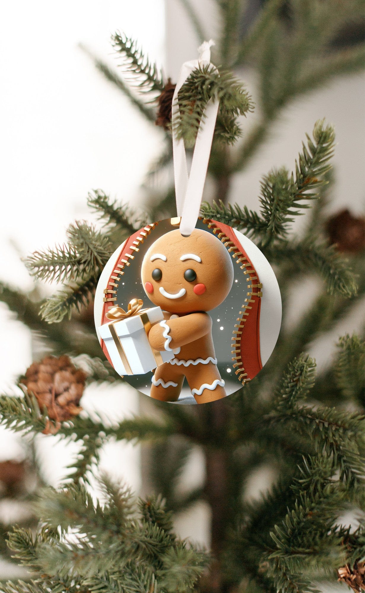 Quadra Marketplace UV Printed Plastic Christmas Ornament (Small) Default 3D Zip Gingerbread Christmas Ornament 3D Zip Gingerbread Christmas Ornament