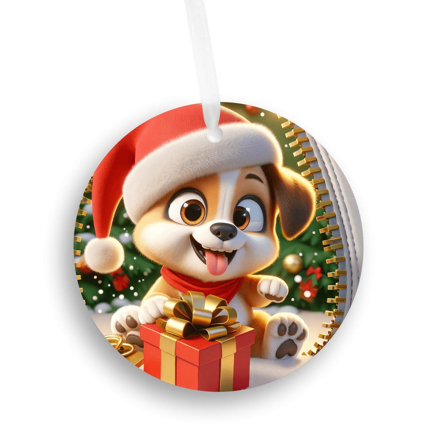 Quadra Marketplace UV Printed Plastic Christmas Ornament (Small) Default 3D Zip Sitting Dog Christmas Ornament 3D Zip Sitting Dog Christmas Ornament