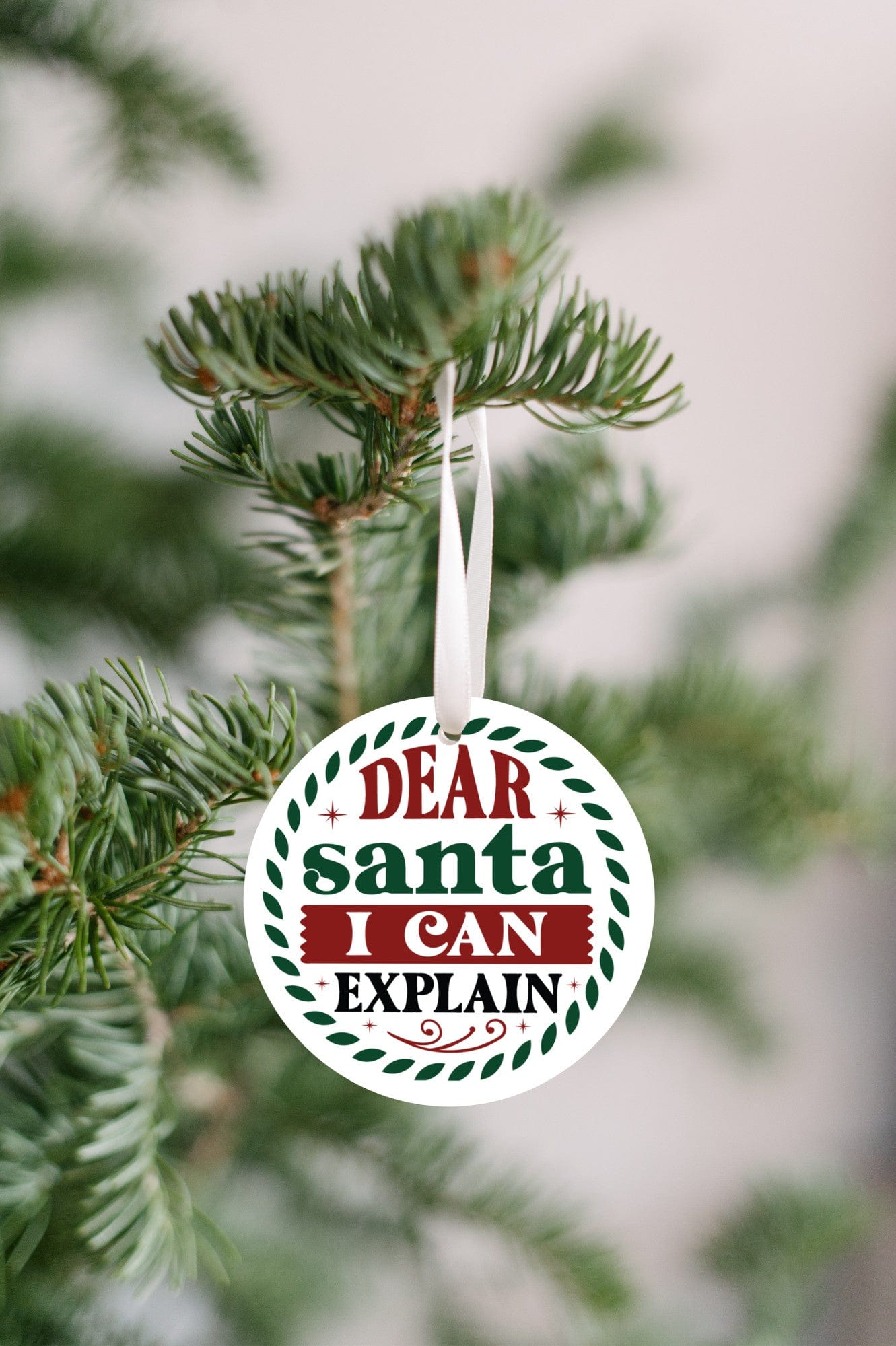 Quadra Marketplace UV Printed Plastic Christmas Ornament (Small) Default "Dear Santa I Can Explain" Christmas Ornament "Dear Santa I Can Explain" Christmas Ornament