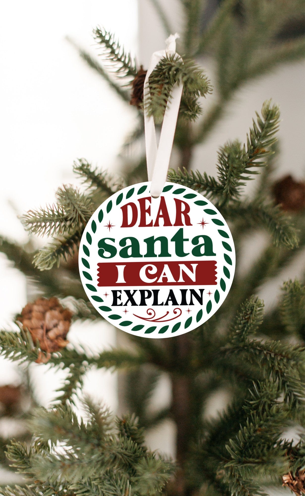 Quadra Marketplace UV Printed Plastic Christmas Ornament (Small) Default "Dear Santa I Can Explain" Christmas Ornament "Dear Santa I Can Explain" Christmas Ornament