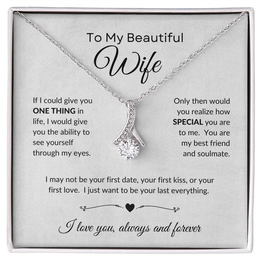 ShineOn Fulfillment Jewelry 14K White Gold Finish / Standard Box To My Beautiful Wife - "See Yourself Through My Eyes" Alluring Beauty Necklace