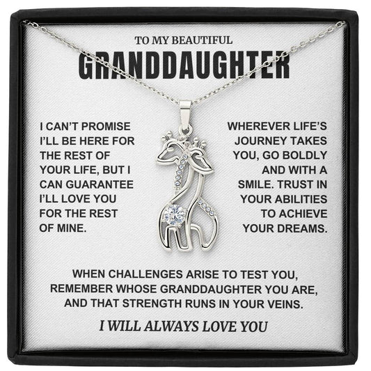 ShineOn Fulfillment Jewelry 14K White Gold Finish / Standard Gift Box To My Beautiful Granddaughter - "Remember Whose Granddaughter You Are" Giraffe Necklace