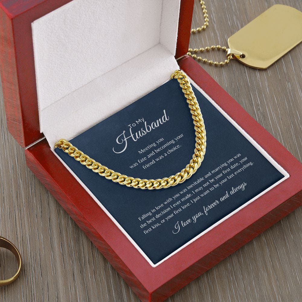 ShineOn Fulfillment Jewelry 14K Yellow Gold Finish / Luxury Box To My Husband - "Your Last Everything" Cuban Link Chain