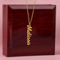 ShineOn Fulfillment Jewelry 18k Yellow Gold Finish / Luxury Box with Stunning LED Spotlight Personalized Vertical Name Necklace