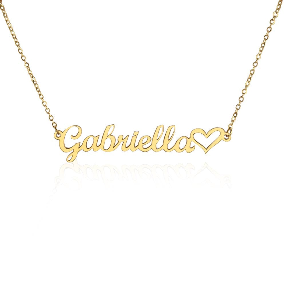 ShineOn Fulfillment Jewelry 18k Yellow Gold Finish / Standard Box Personalized Name Necklace + Heart