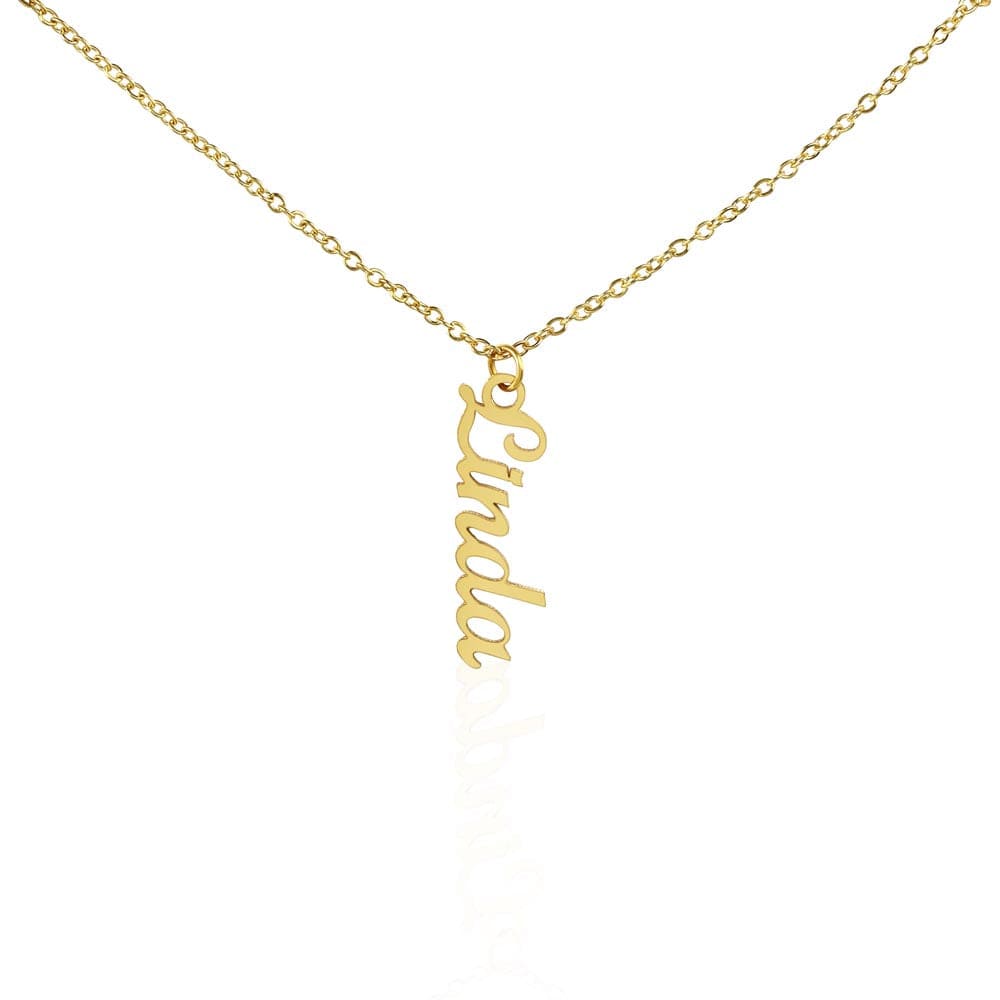 ShineOn Fulfillment Jewelry 18k Yellow Gold Finish / Standard Box Personalized Vertical Name Necklace