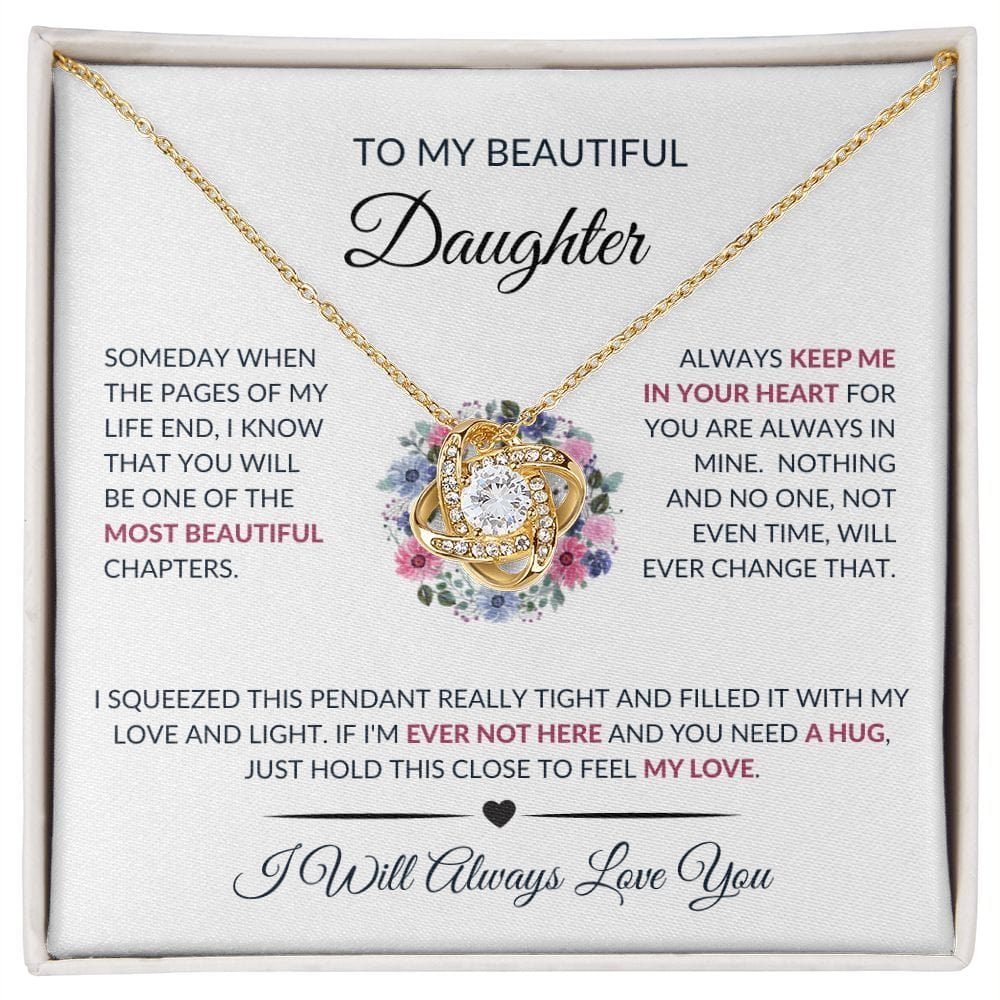 ShineOn Fulfillment Jewelry 18K Yellow Gold Finish / Standard Box To My Beautiful Daughter - "Always in My Heart" Love Knot Necklace Purple