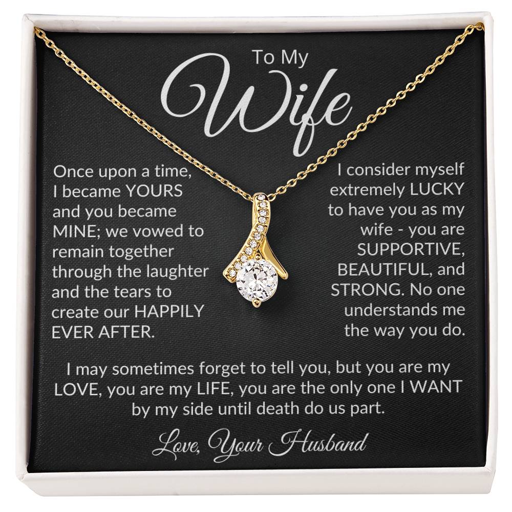 ShineOn Fulfillment Jewelry 18K Yellow Gold Finish / Standard Box To My Wife - "Happily Ever After" Alluring Beauty Necklace (Black)