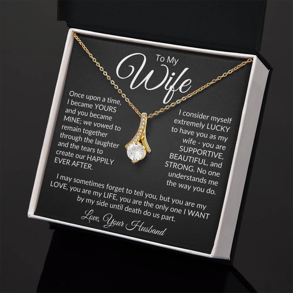 ShineOn Fulfillment Jewelry 18K Yellow Gold Finish / Standard Box To My Wife - "Happily Ever After" Alluring Beauty Necklace (Black)