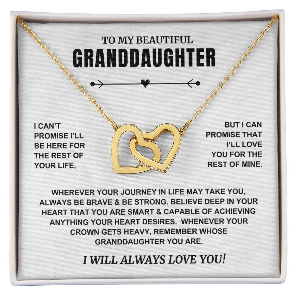 ShineOn Fulfillment Jewelry 18K Yellow Gold Finish / Standard Gift Box To My Beautiful Granddaughter - "Remember Whose Granddaughter You Are" Interlocking Hearts Necklace