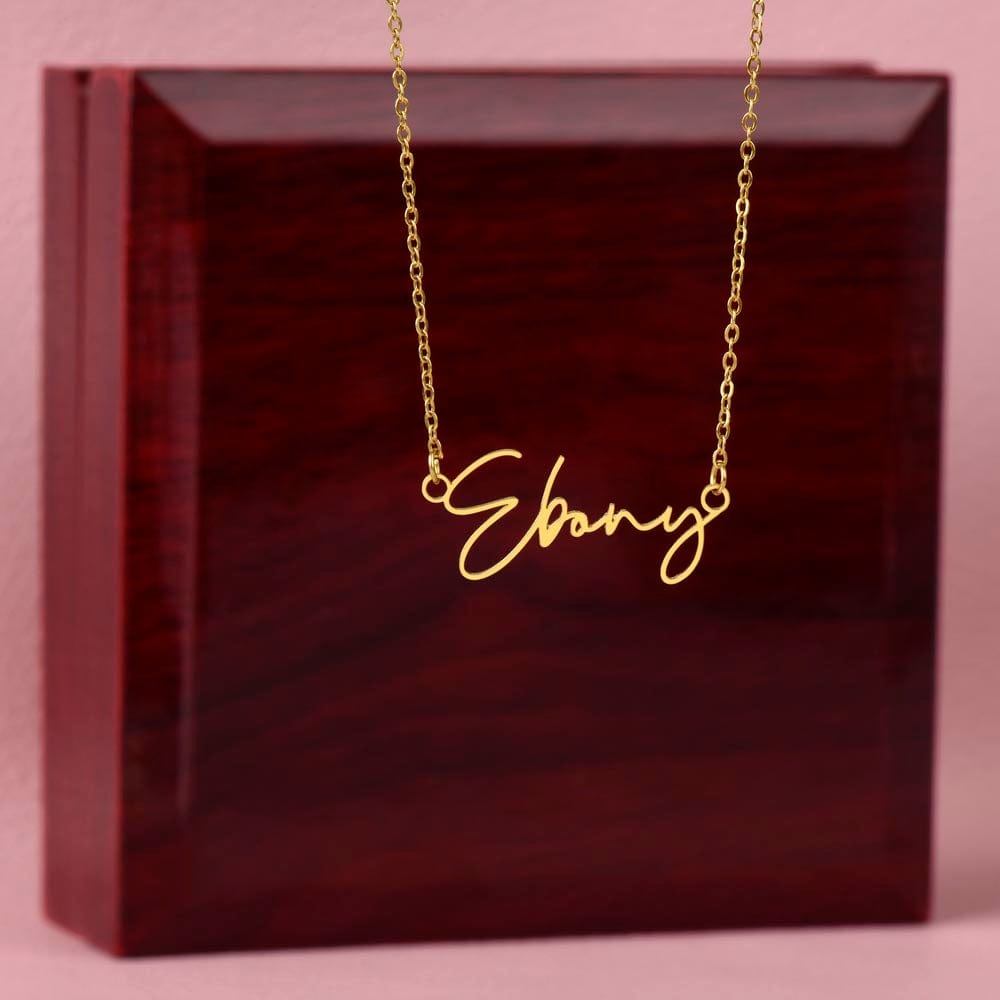 ShineOn Fulfillment Jewelry Gold Finish Over Stainless Steel / Luxury Box with Stunning LED Spotlight Name Necklace - Signature Style