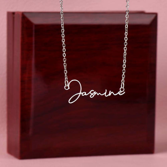 ShineOn Fulfillment Jewelry Polished Stainless Steel / Luxury Box with Stunning LED Spotlight Name Necklace - Signature Style