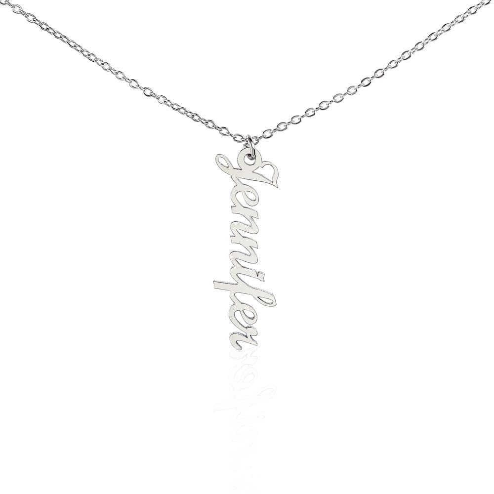 ShineOn Fulfillment Jewelry Polished Stainless Steel / Standard Box Personalized Vertical Name Necklace