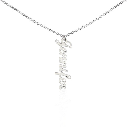 ShineOn Fulfillment Jewelry Polished Stainless Steel / Standard Box Personalized Vertical Name Necklace