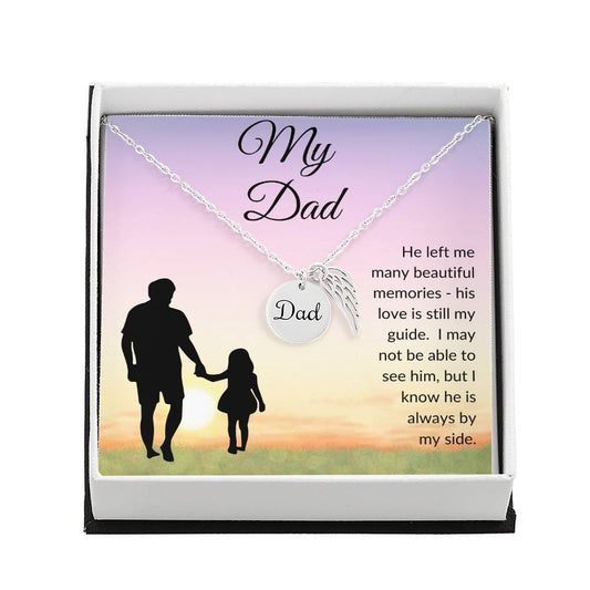 ShineOn Fulfillment Jewelry Polished Stainless Steel / Standard Gift Box My Dad - "He Is Always By My Side" Memorial Necklace