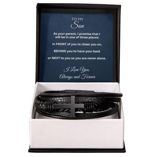 ShineOn Fulfillment Jewelry Standard Box To My Son - "One Of Three Places" Cross Bracelet