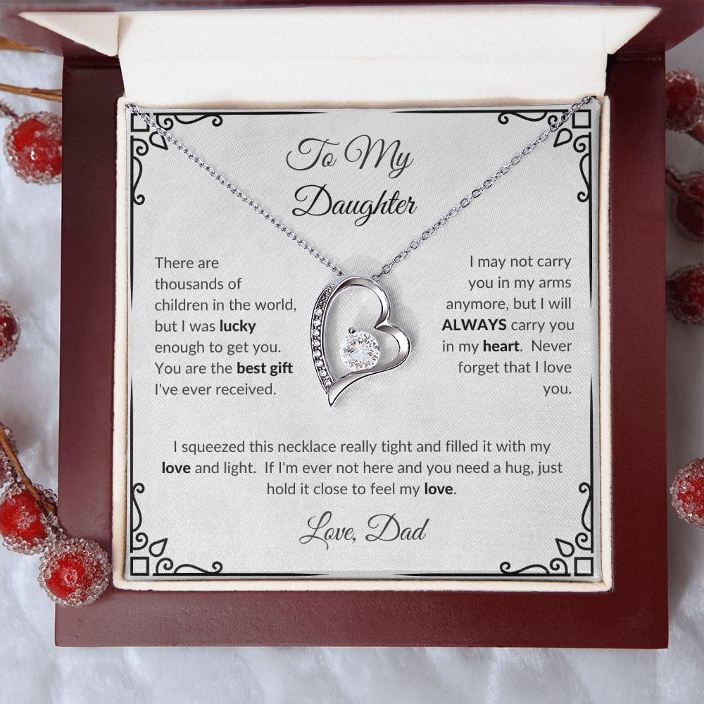 ShineOn Fulfillment Jewelry To My Daughter - "Lucky Enough to Get You" Forever Love Necklace White (From Dad)