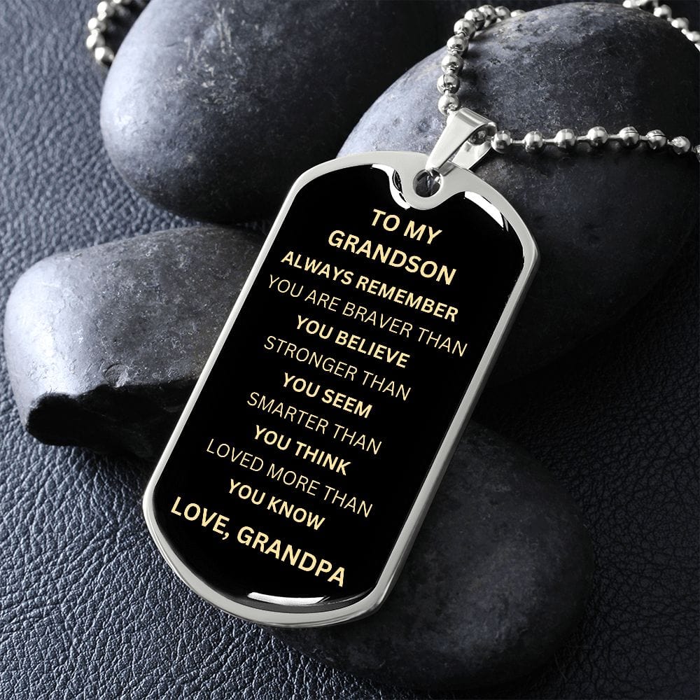 ShineOn Fulfillment Jewelry To My Grandson - Dog Tag Black