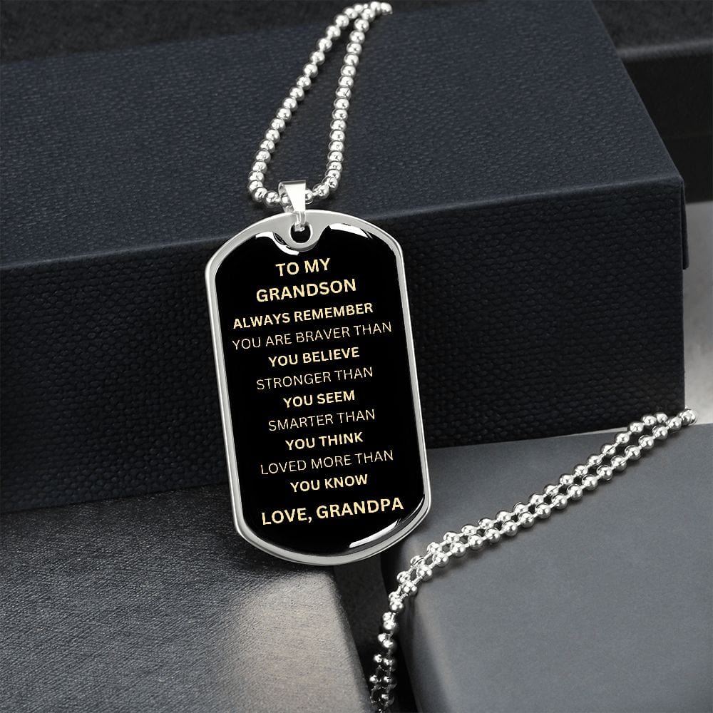 ShineOn Fulfillment Jewelry To My Grandson - Dog Tag Black