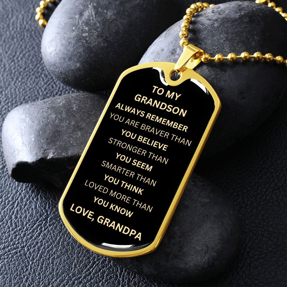 ShineOn Fulfillment Jewelry To My Grandson - Dog Tag Black