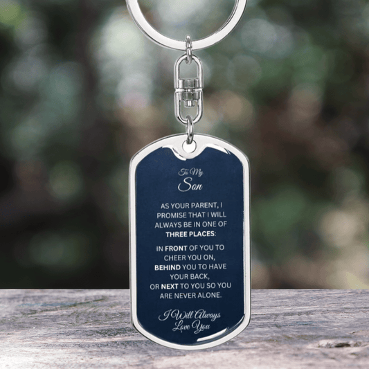 ShineOn Fulfillment Jewelry To My Son - "Always in Three Places" Keychain (Engraving Available for Additional Cost)