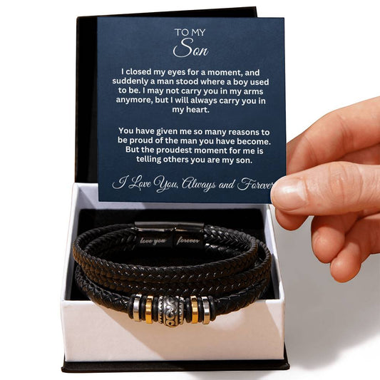 ShineOn Fulfillment Jewelry Two Tone Box To My Son - "Proudest Moment" Bracelet