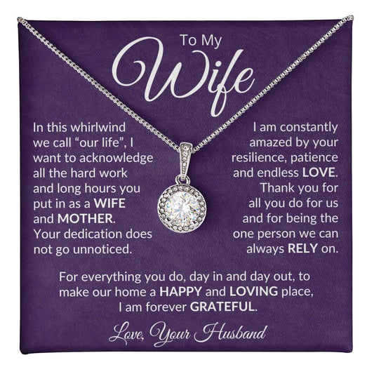 ShineOn Fulfillment Jewelry Two Tone Box To My Wife - "Hard Work and Long Hours" Eternal Hope Necklace