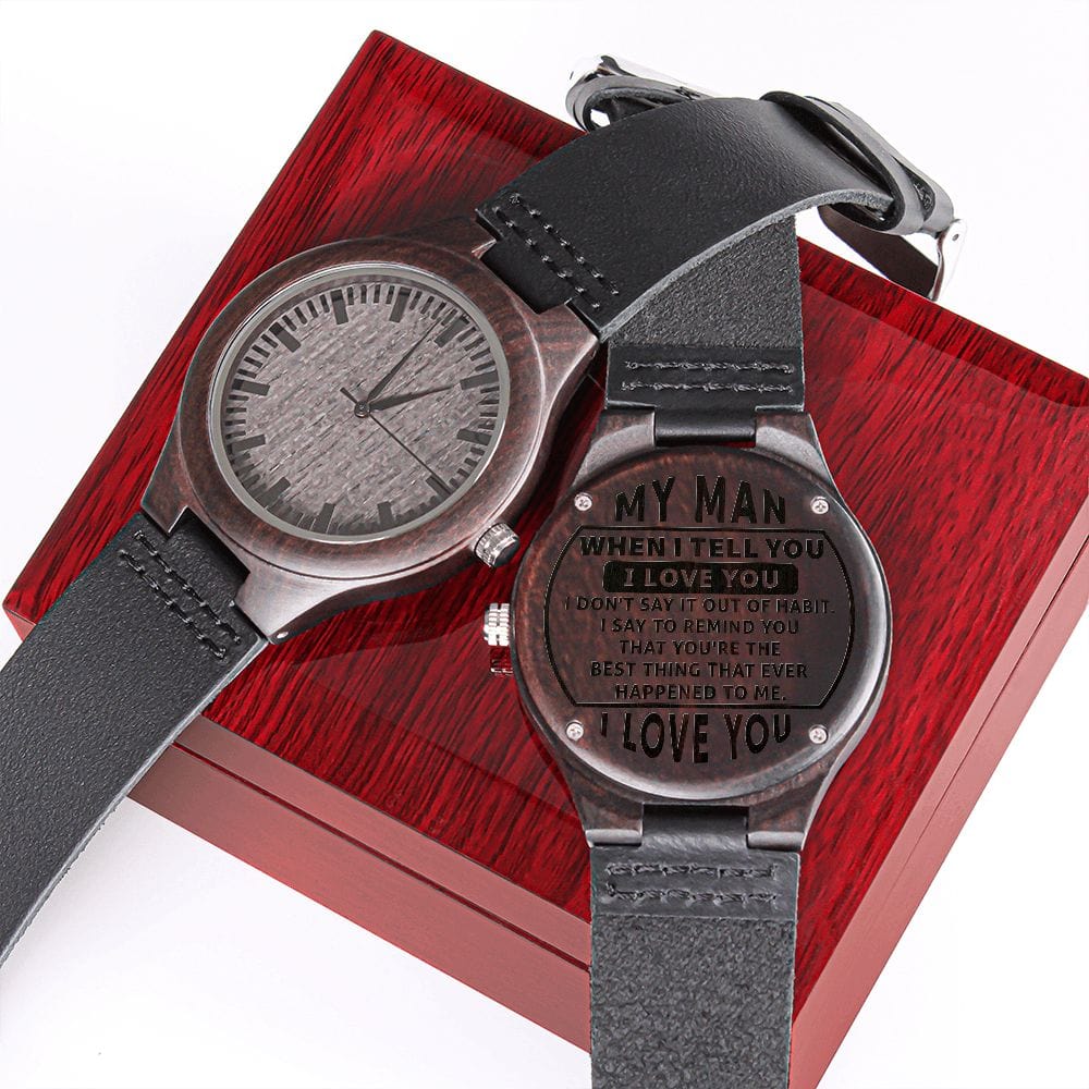 ShineOn Fulfillment Watches To My Man - "Best Thing That Ever Happened To Me" Wooden Watch - Gift for Husband